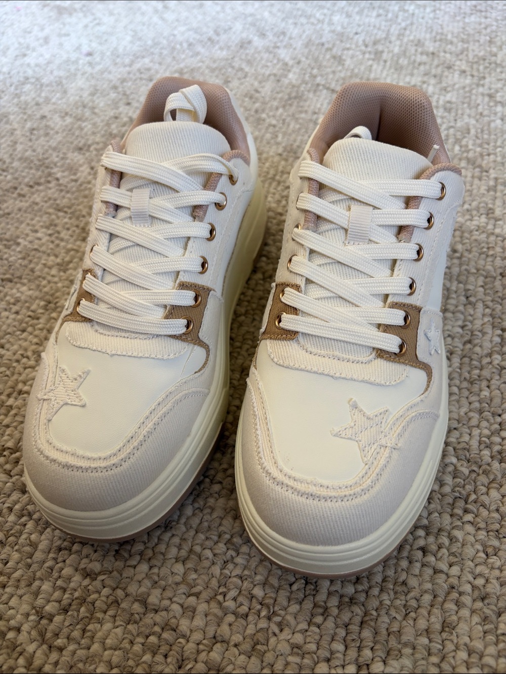 Dream Pairs Cream and Beige Platform Sneakers